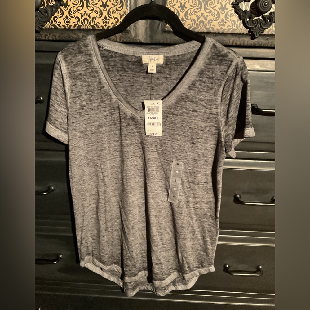 Style & Co. Gray Relaxed Short Sleeve T-Shirt